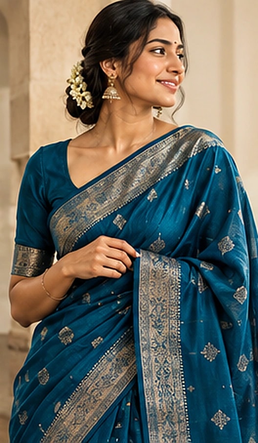 Peacock Blue Silver Zari Saree (coming soon)
