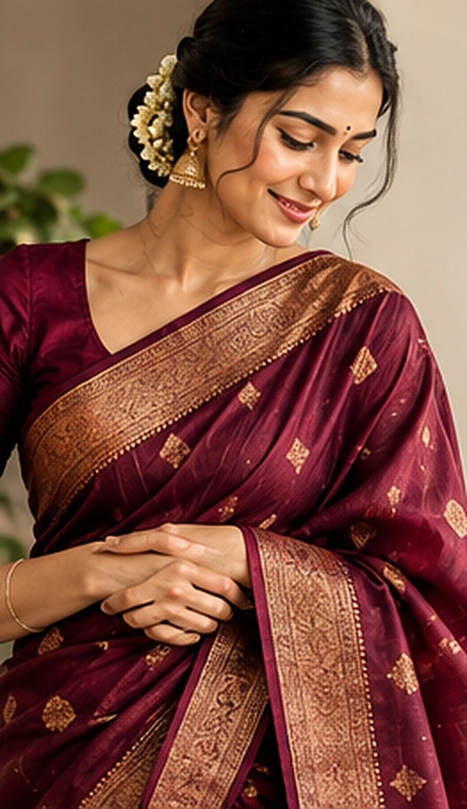 Maroon Zari Butta Saree (coming soon)
